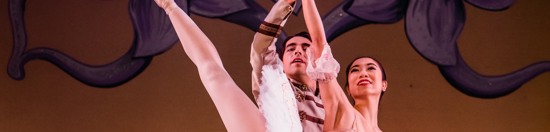 Nutcracker ballet - a male and female dancer looking up