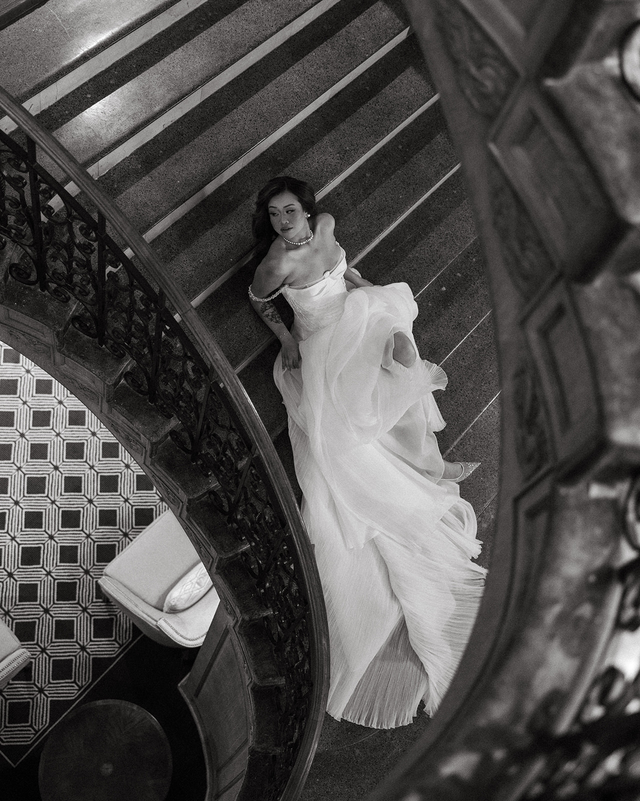 bride on stairs